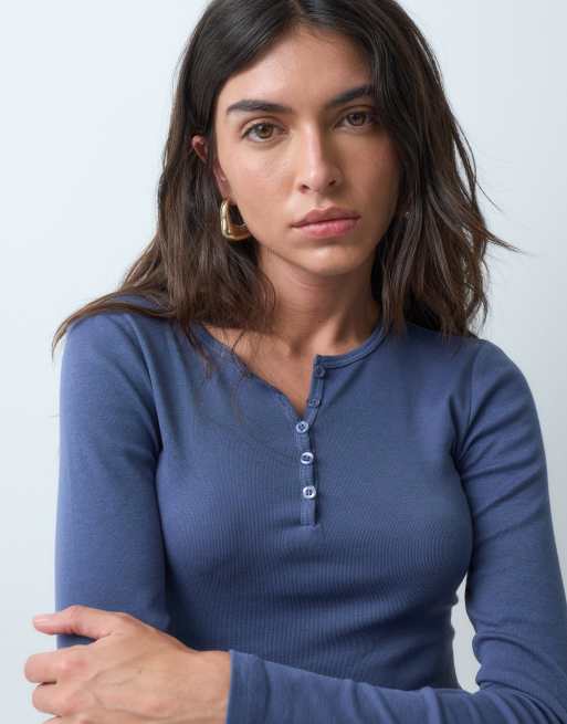 Supre Alexis henleytop met lange mouwen in urban blue, 4 van 5