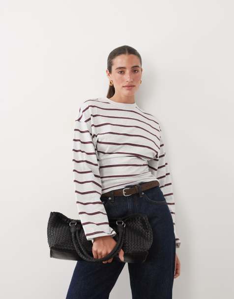 Supre atlas long sleeve t-shirt in grey and red stripe