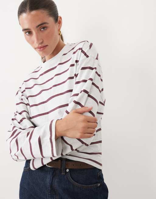 Supre atlas long sleeve t-shirt in grey and red stripe, 4 of 4