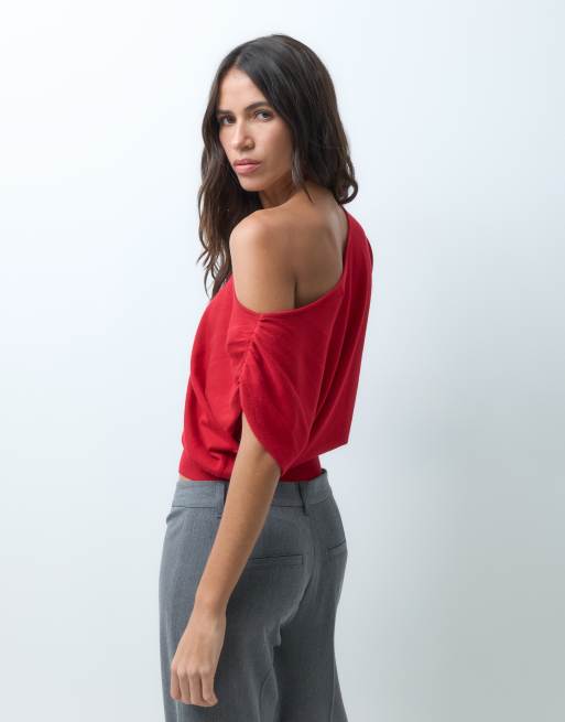 Supre - Avalyn - Top monospalla in maglia rosso, 4 di 4