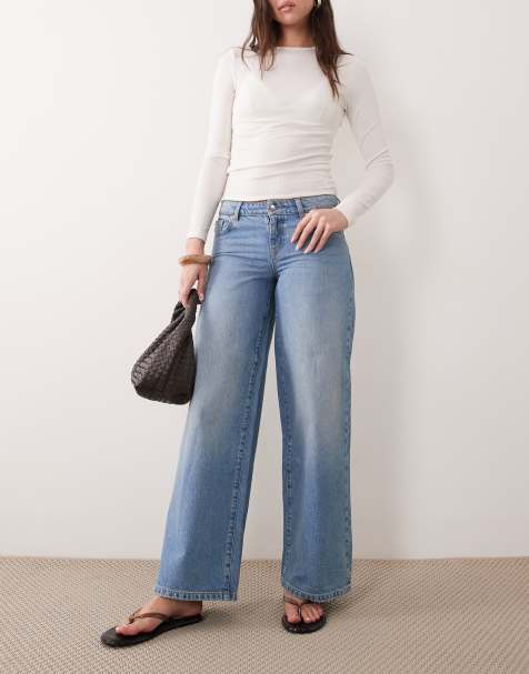 Supré - Blød blå posede jeans med lav talje - view 1