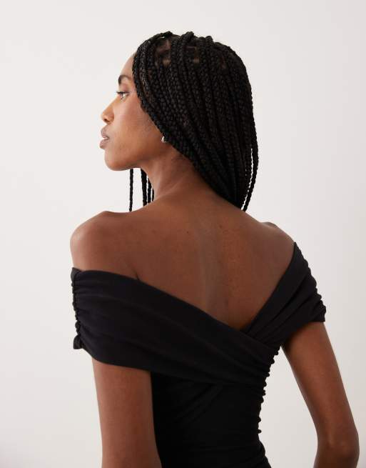 Supre blød Elodie offshoulder slå om-top i sort, 3 af 4
