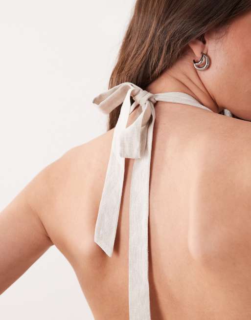 Supre – Charly – Neckholder-Oberteil in naturfarbener Leinenoptik, 3 von 4