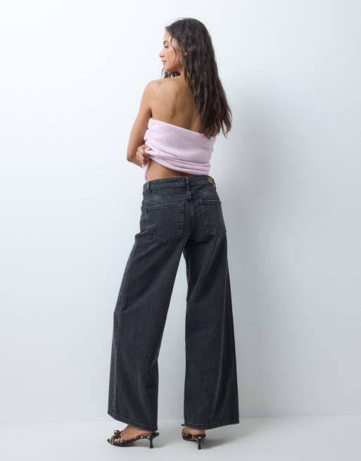 Supre – Czarne luźne jeansy z obniżonym stanem i efektem sprania, 2 z 5