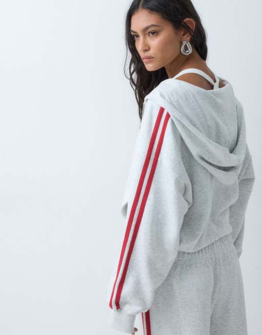Supre Delsey felpa con cappuccio con zip e vita stretta Co-ords grigia, 5 di 5