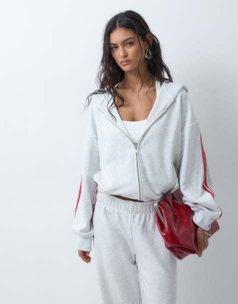 Supre delsey Hoodie-Kombiteil mit durchgehendem Reißverschluss und Taillenraffung in Grau - view 1