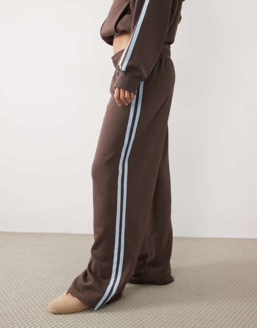 Supre Desley vida träningsbyxor med sidostripe set i brunt, 2 av 5