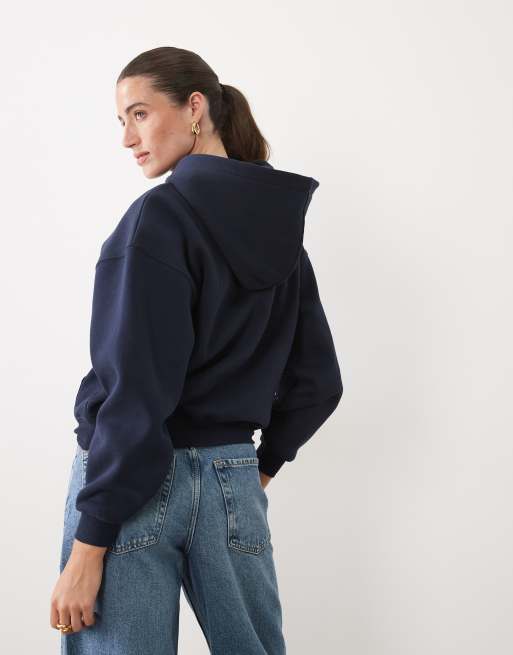Supre ella oversized hættetrøje med applikation i navyblå, 4 af 4