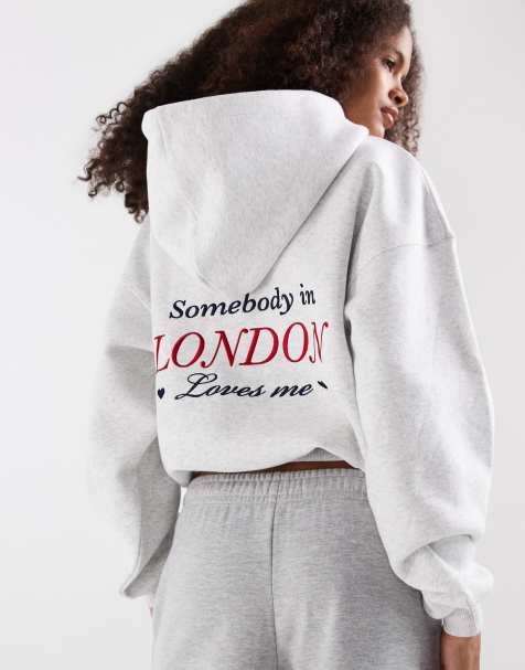 Supre - Ella - Sweat à capuche d'ensemble oversize en polaire - Neige chiné - view 1