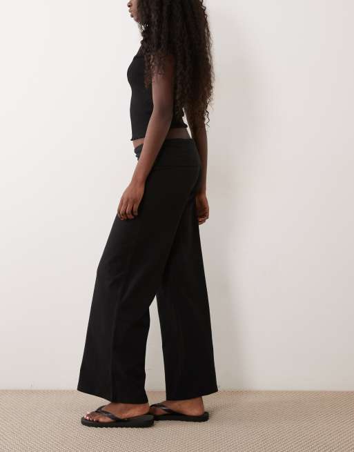 Supre fold over wide leg pant in black, 2 of 5