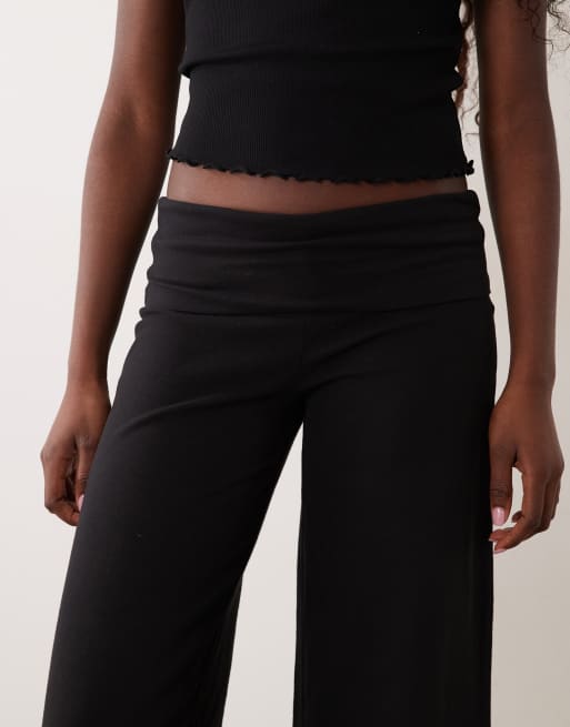 Supre fold over wide leg pant in black, 3 of 5