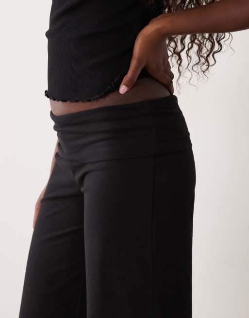Supre fold over wide leg pant in black, 4 of 5