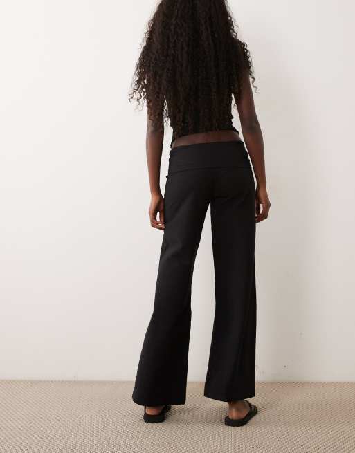 Supré fold-over wide leg pants in black, 5 of 5
