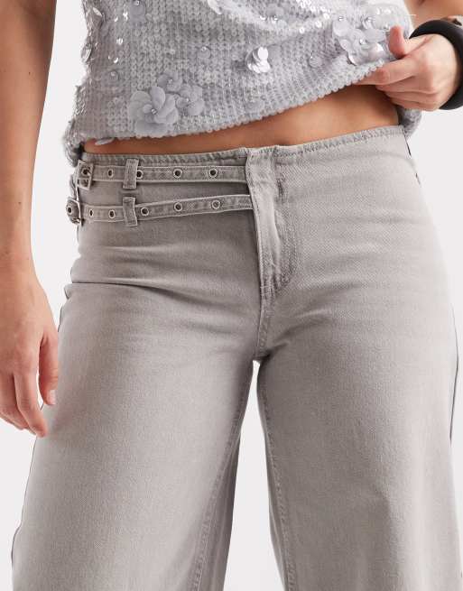 Supre – Grå, baggy jeans med skärp, 5 av 5
