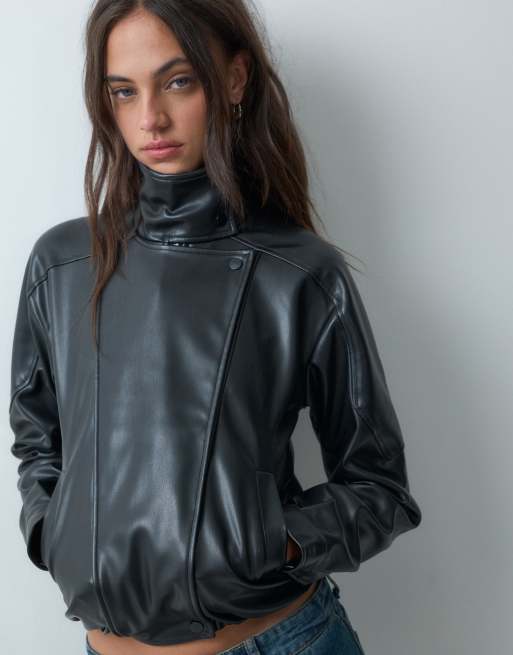 Supre haylee faux leather biker jacket in black, 5 of 5