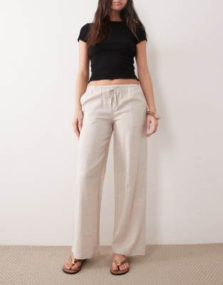 Supre - Henley - Pantalon décontracté en lin - Naturel-Neutral 14