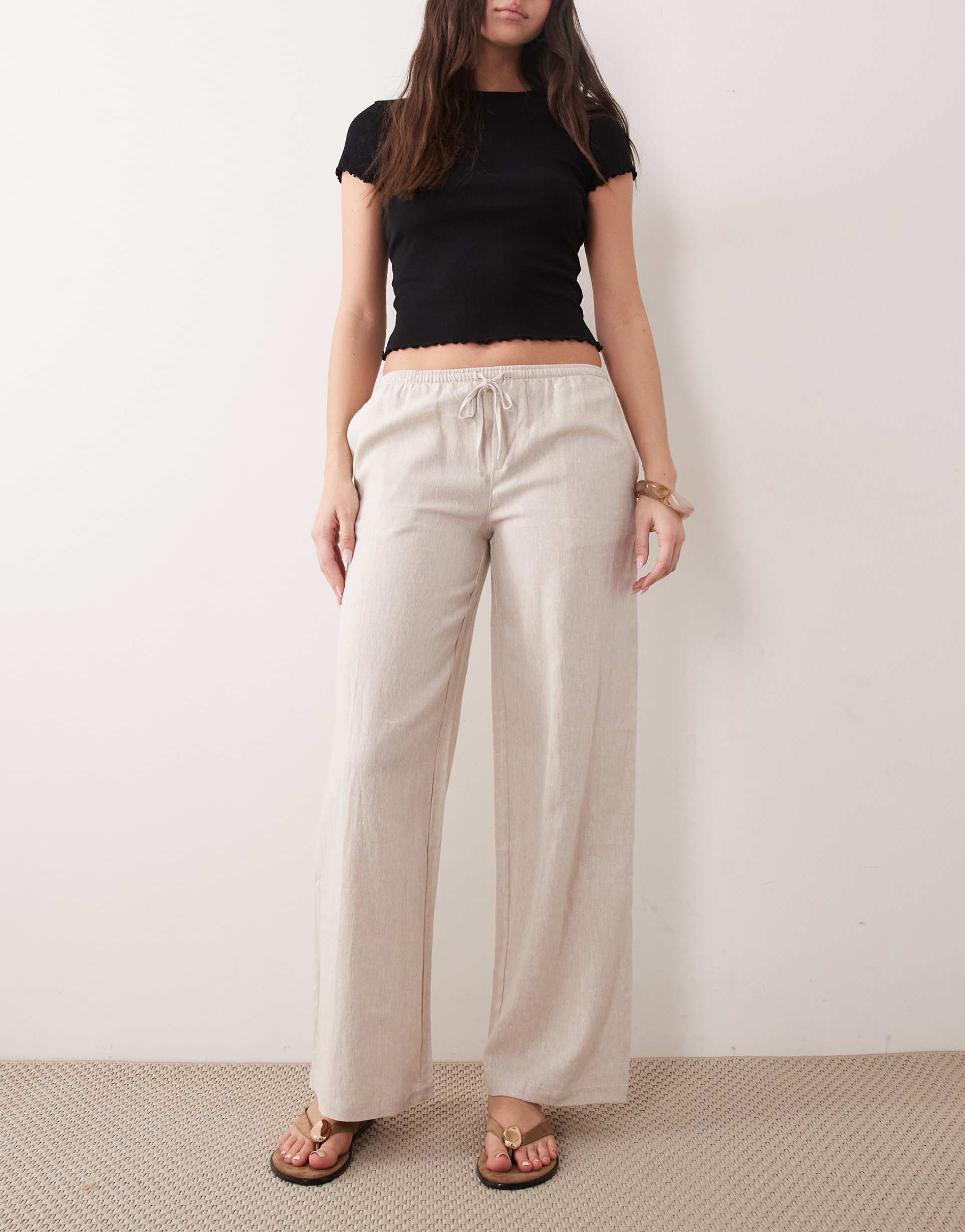 supré henley relaxed blend linen pants in natural
