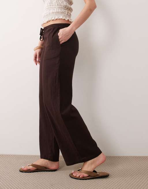 Supré henley relaxed linen pants in brown bean, 5 of 5