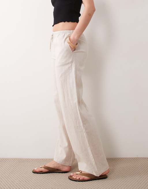Supré henley relaxed linen pants in natural, 4 of 5