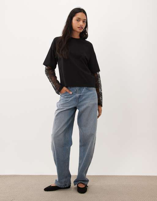 Supre jodie layered lace long sleeve top in black, 3 of 4