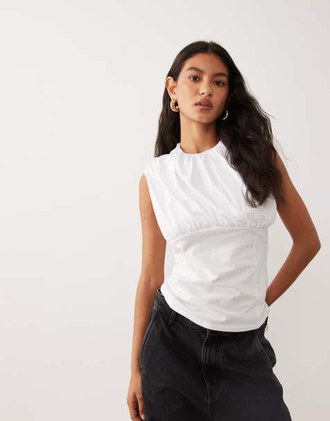 Supre leesa ruched tank top in white  - view 1