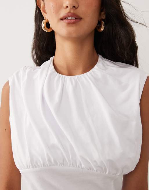 Supre leesa ruched tank top in white , 3 of 4