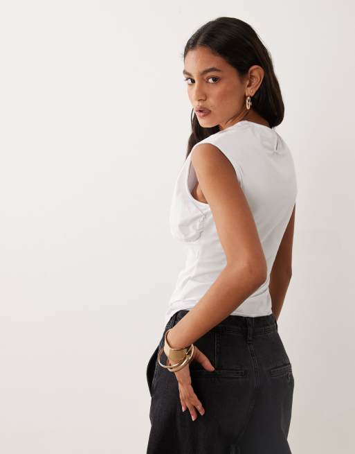 Supre leesa ruched tank top in white , 4 of 4