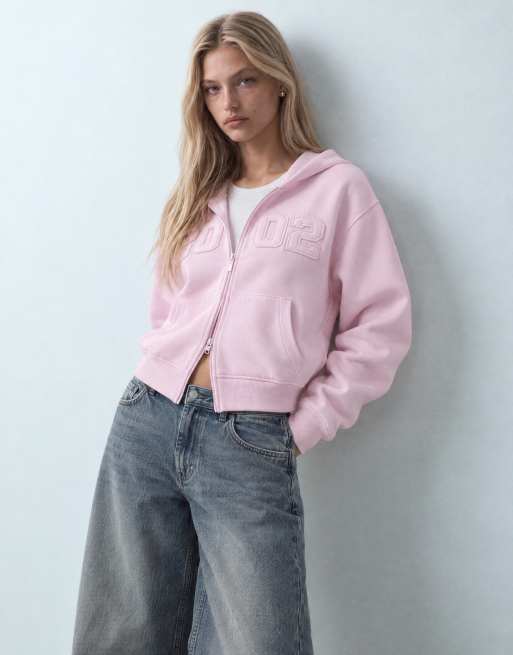 Supre liv 2002 Oversize-Kapuzenpullover mit Reißverschluss als Kombiteil in Babyrosa, 7 von 10
