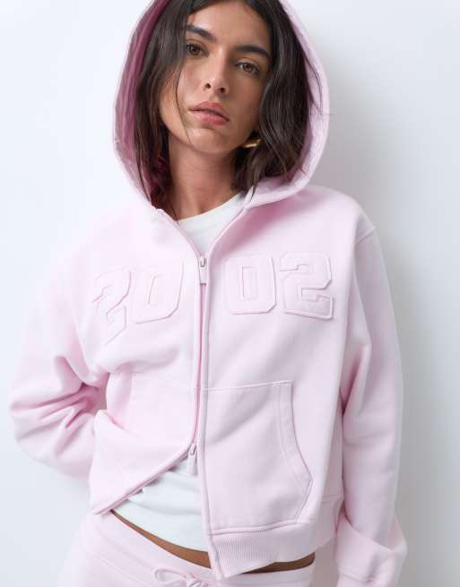 Supre Liv 2002 oversized hoodie met rits co-ord in babyroze, 3 van 10