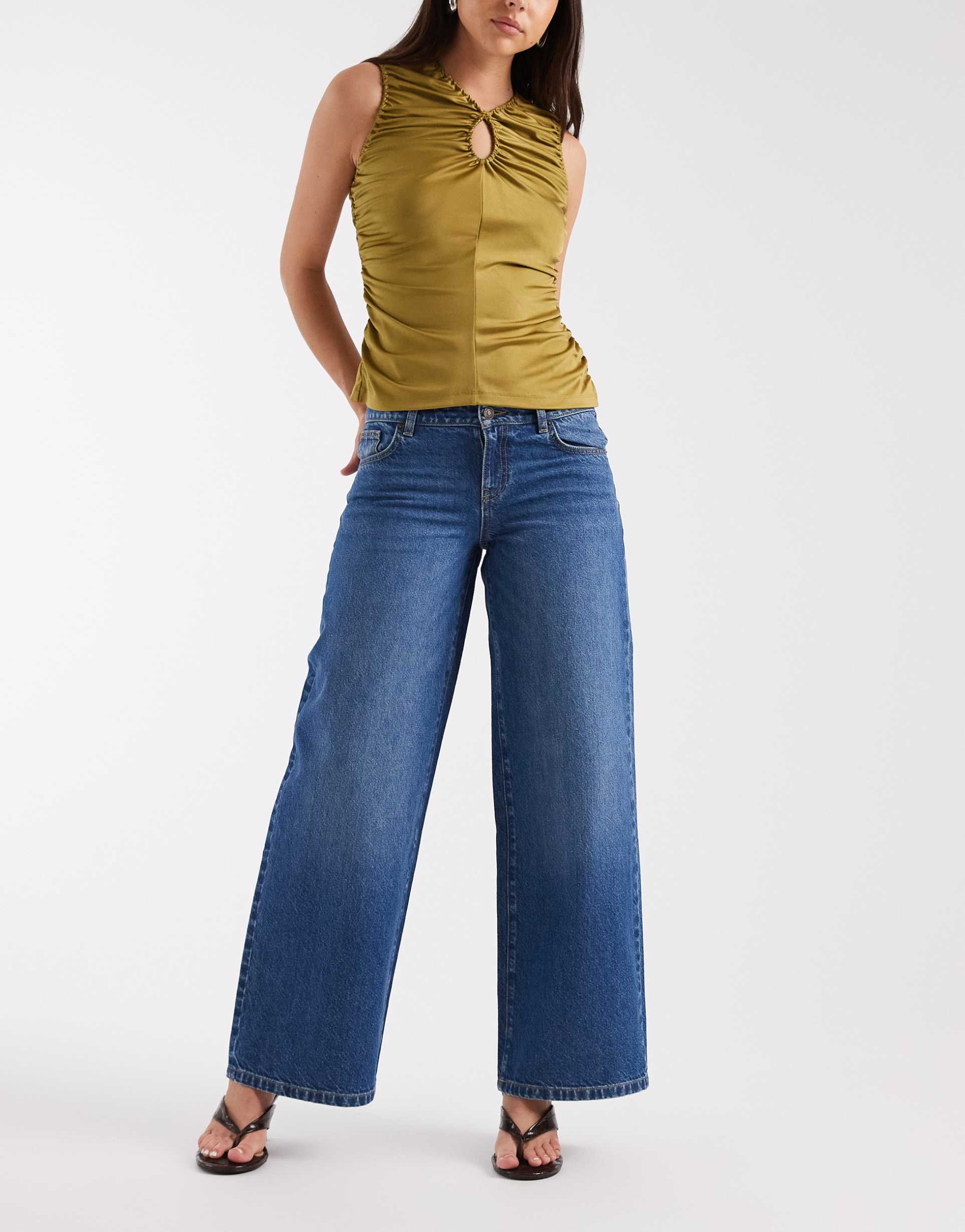 supré low rise baggy jeans in marine blue
