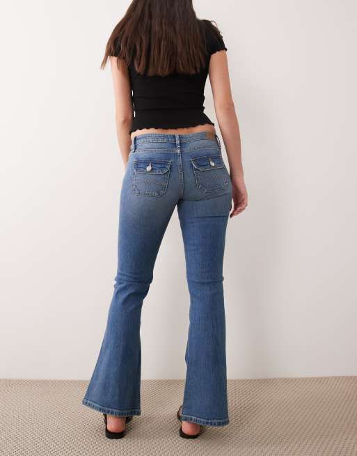 Supré low rise stretch bootleg jeans in palermo blue, 3 of 5