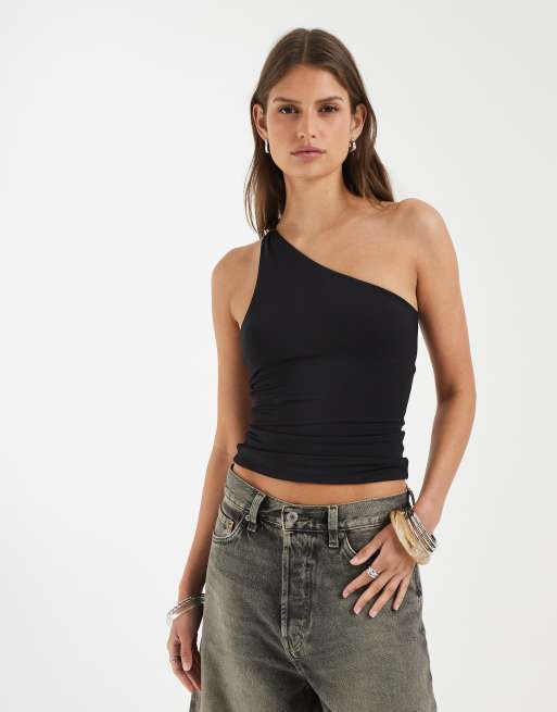 Supre luxe jessica one shoulder top in black, 4 of 4