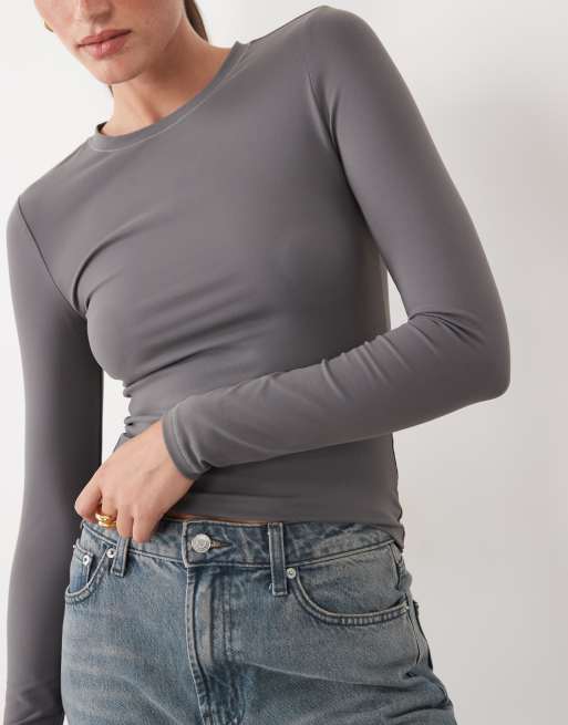 Supre miley long sleeve top in chrome grey, 2 of 4