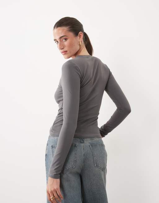 Supre miley long sleeve top in chrome grey, 4 of 4