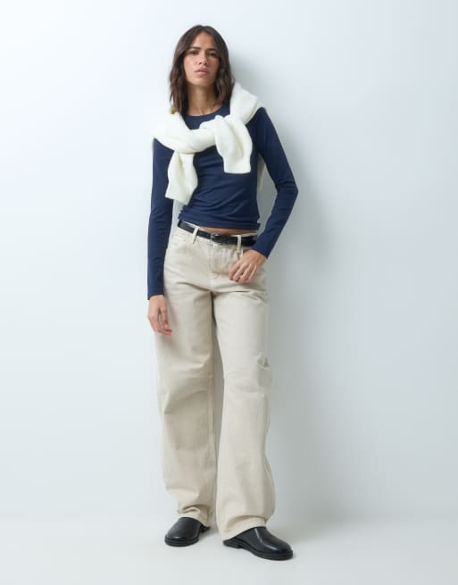 Supré miley sleek long sleeve top in navy , 2 of 4