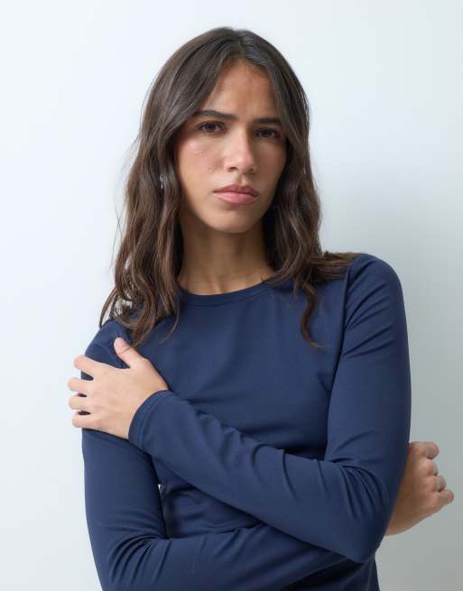 Supré miley sleek long sleeve top in navy , 3 of 4