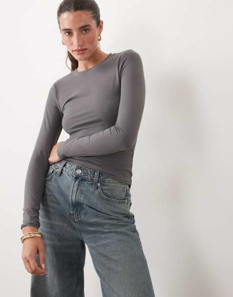 Supre Miley top z długim rękawem w kolorze chrome grey - view 1