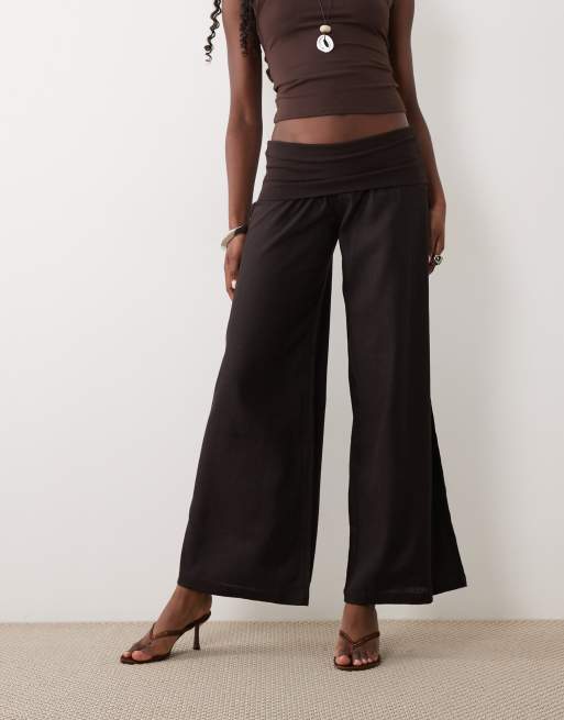 Supre Mrley fold down linen pant in bronx brown, 2 of 5