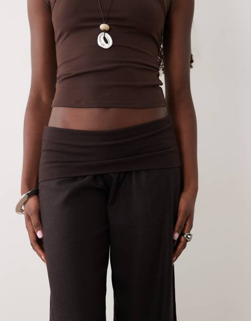 Supre Mrley fold down linen pant in bronx brown, 3 of 5
