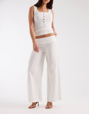 Supre Mrley fold down linen pant in white