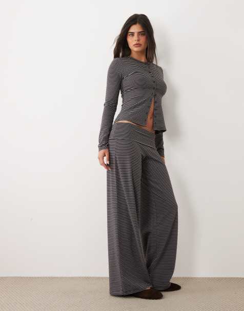 Supré - Naomi - Pantalon d'ensemble à rayures Arianna avec taille rabattue - Bleu et marron - view 1