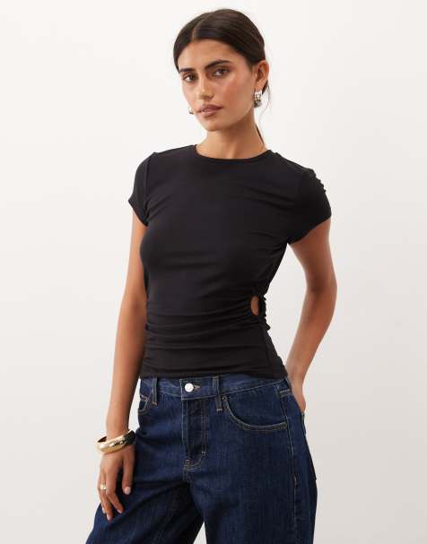 Supre oliver cinch cut-out waist tee in black - view 1