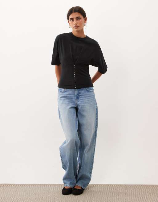 Supre onyx cinch waist t-shirt in black, 4 of 4