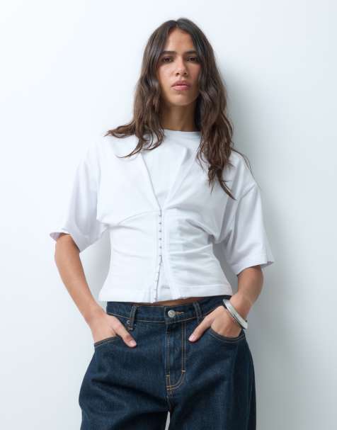 Supré Onyx cinch waist t-shirt in white - view 1