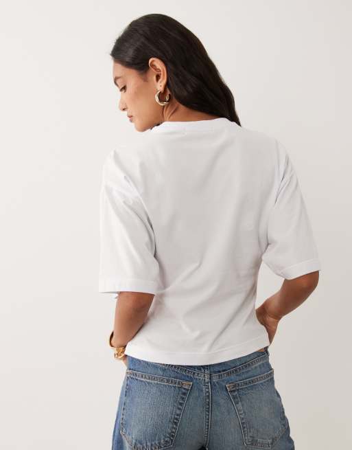Supré Onyx cinch waist t-shirt in white , 4 of 4