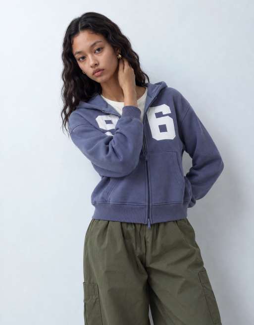 Supre oversize huvtröja med dragkedja set i urbanblå, 7 av 10