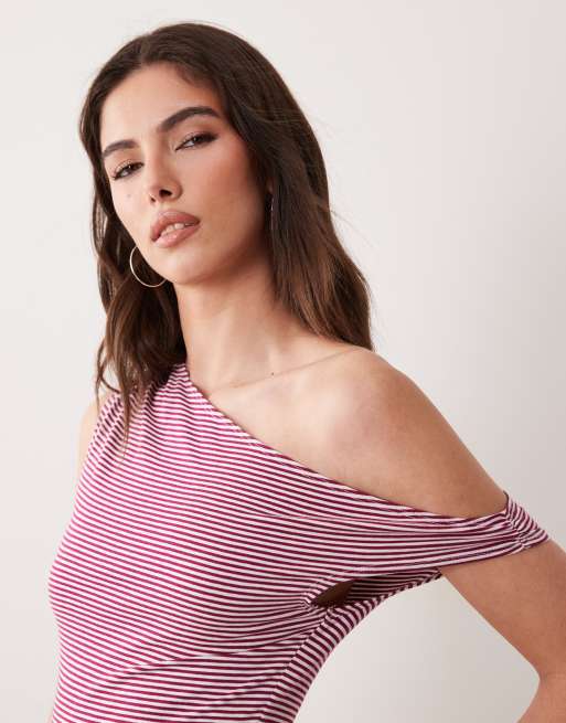 Supré Penelope cowl mini dress in pink mulberry stripe, 3 of 4