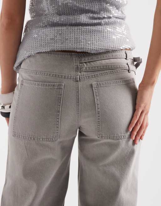 Supré - Posede jeans med bælte i grå vask, 4 af 5