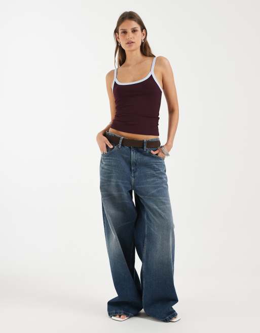 Supré – RiRi – Figurbetontes Tanktop in Mitternachts-Pflaumenblau und Eisblau mit U-Ausschnitt, 2 von 4