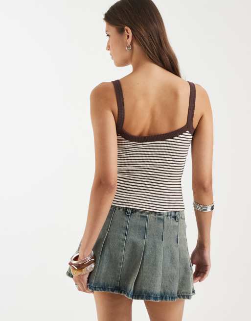 Supré RiRi scoop neck tank in glaze brown soft ecru stripe, 4 of 4
